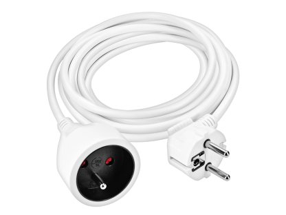 Solight predlžovací prívod 5m, 1 zásuvka, 16A/3680W, PVC, biely