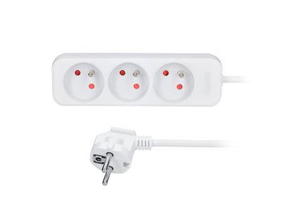 Solight predlžovací prívod 5m, 3 zásuvky, 16A/3680W, PVC, biely