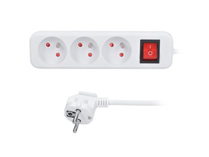 Solight predlžovací prívod 5m, 3 zásuvky, vypínač, 16A/3680W, PVC, biely