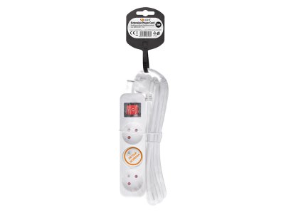 Solight predlžovací prívod 5m, 3 zásuvky, vypínač, 16A/3680W, PVC, biely