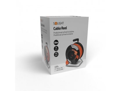 Solight predlžovací prívod na bubne, 1 zásuvka, 50m, oranžový kábel, 3x 1,5mm2