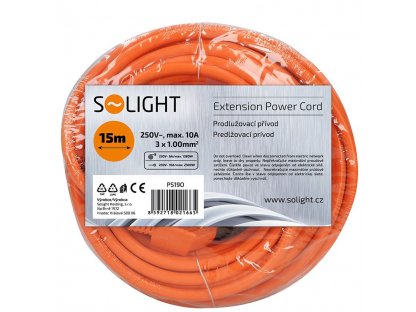 Solight predlžovací prívod - spojka, 1 zásuvka, 15m, 3 x 1mm2, oranžová