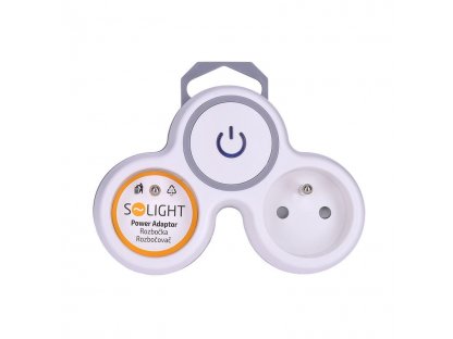 Solight rozbočovač, 2x 10A, biely-sivý, vypínač