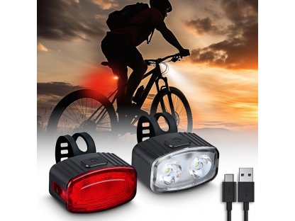 Solight set nabíjacích cyklo svietidiel, 160lm predné, zadné červená, Li-Ion, USB