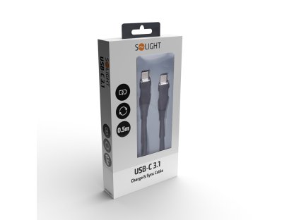 Solight USB-C 3.1 kábel, USB-C konektor - USB-C konektor, silikón, 0,5m