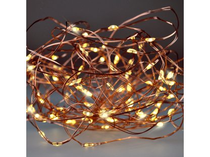 Solight vianočná reťaz medená, 30x mini LED, 3m, 3 x AA, teplé svetlo