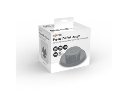 Solight výsuvná nabíjačka USB A+C 24W PD, čierna