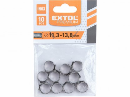 Spona na 1/4" pneumatickú hadicu, 10ks, Ø 11.3mm - 13.8mm, antikoro, EXTOL PREMIUM