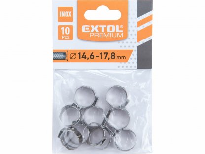 Spona na 3/8" pneumatickú hadicu, 10ks, Ø 14.6mm - 17.8mm, antikoro, EXTOL PREMIUM