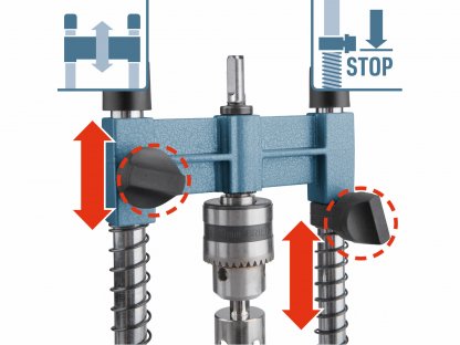 Stojan na vŕtačku viacúčelový so skľučovadlom, Ø1-10mm, pracovná výška 140mm, EXTOL PREMIUM