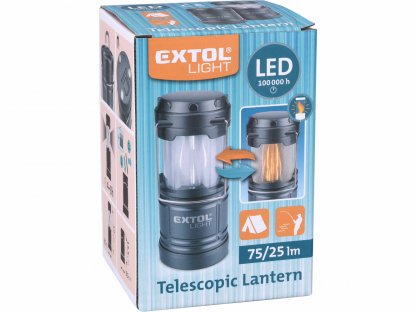 Svietidlo kempingové, 75lm, efekt "plameň" (25lm), 3x1,5V AA, EXTOL LIGHT