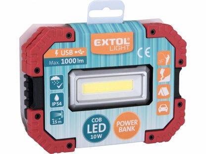 Svietidlo LED nabíjateľné, 10W, 1000lm, 3,7V/4,4Ah Li-ion, 380g, EXTOL LIGHT