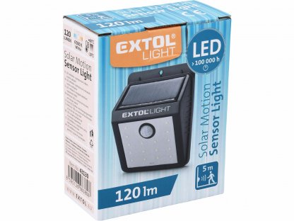 Svietidlo LED solárne s pohybovým senzorom, 16xLED, 120 lm, IPX4, EXTOL LIGHT