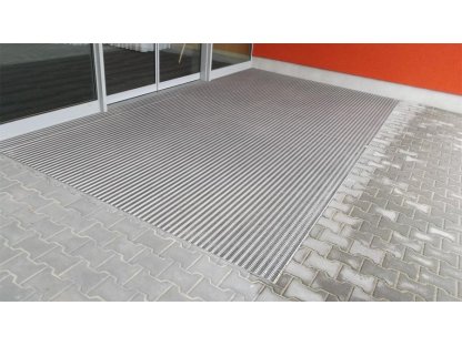 Textilná gumová hliníková čistiaca vstupná vnútorná kefová rohož Alu Low Extra - 60 x 90 x 1 cm