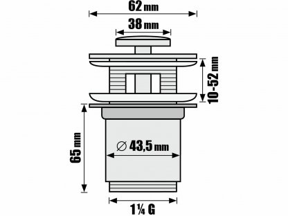 Výpusť umývadlová Click-Clack s prepadom, 5/4" G, dĺžka 80mm, chróm, BALLETTO