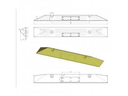 Žltý plastový parkovací doraz Carstop - 78 x 10 x 6 cm