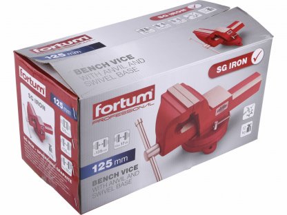 Zverák otočný 125mm s kovadlinou, SG Iron, FORTUM