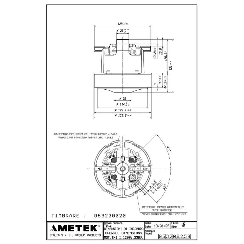 motor Ametek 063200020  Kärcher T7/1, T9/1, T10/1, T12/1, T15/1, T17/1, T191