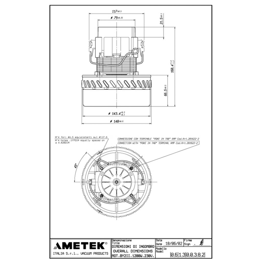 motor Ametek 61300382  Karcher Puzzi 10/1, Puzzi 10/2, PUZZI S