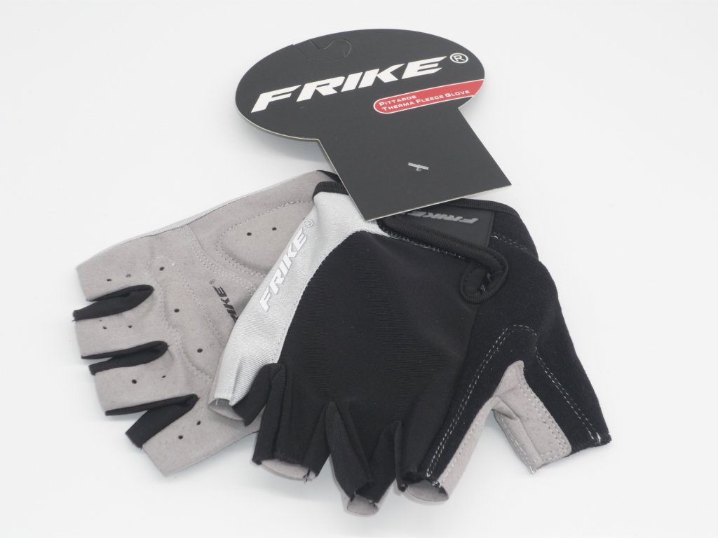 Cyklistické rukavice,  Frike®, D2, černá stříbrná, 2023