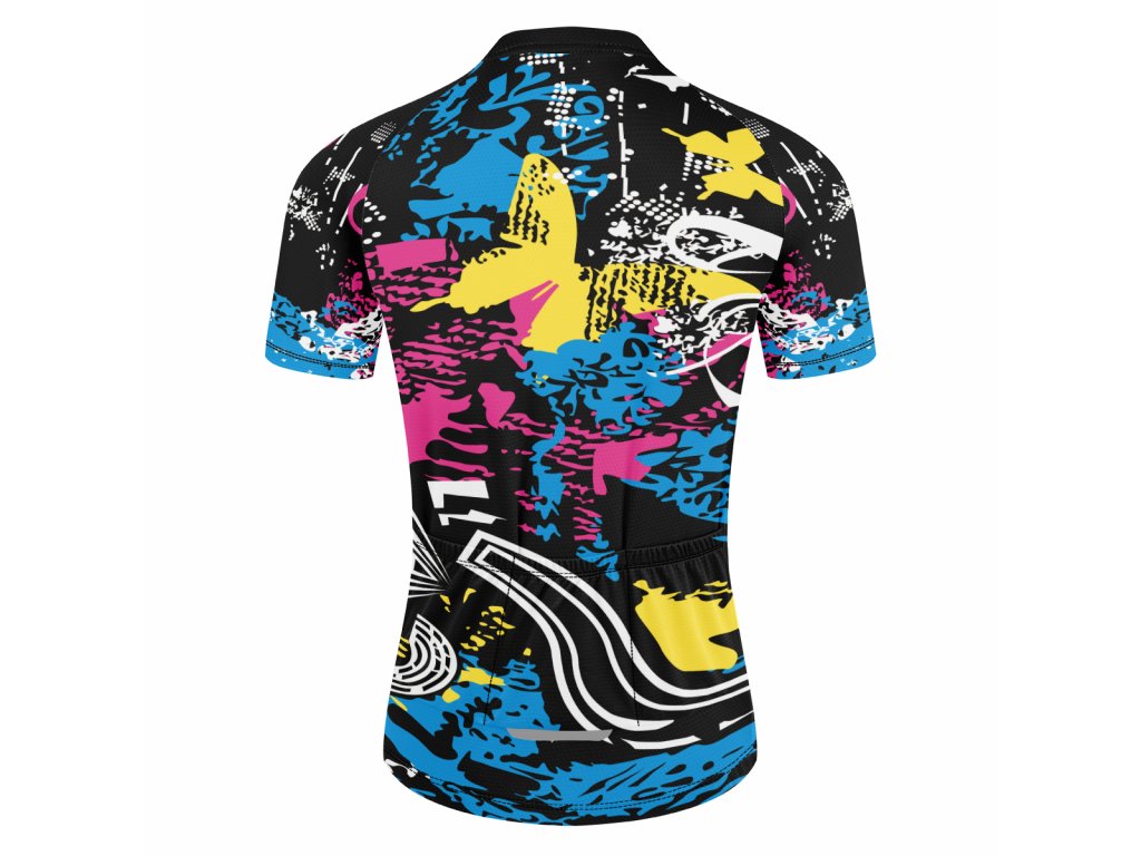 Dámský cyklistický dres, Frike®, B8, černá žlutá modrá, 2023