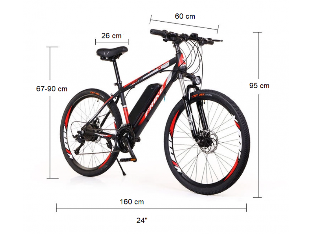 FRIKE, Hegyi elektromos kerékpár, Basic, 14",24", piros-fehér, 2022