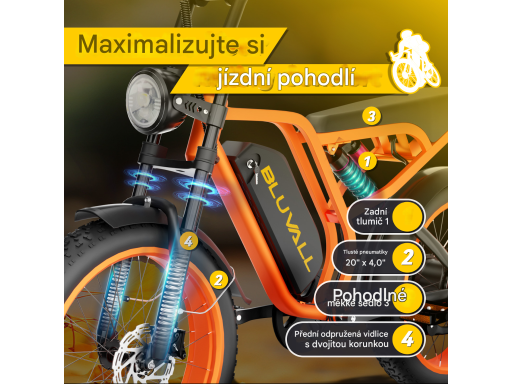 Horské elektrokolo Extrém sport SU-8, oranžové 2026 - Adrenalinové ...