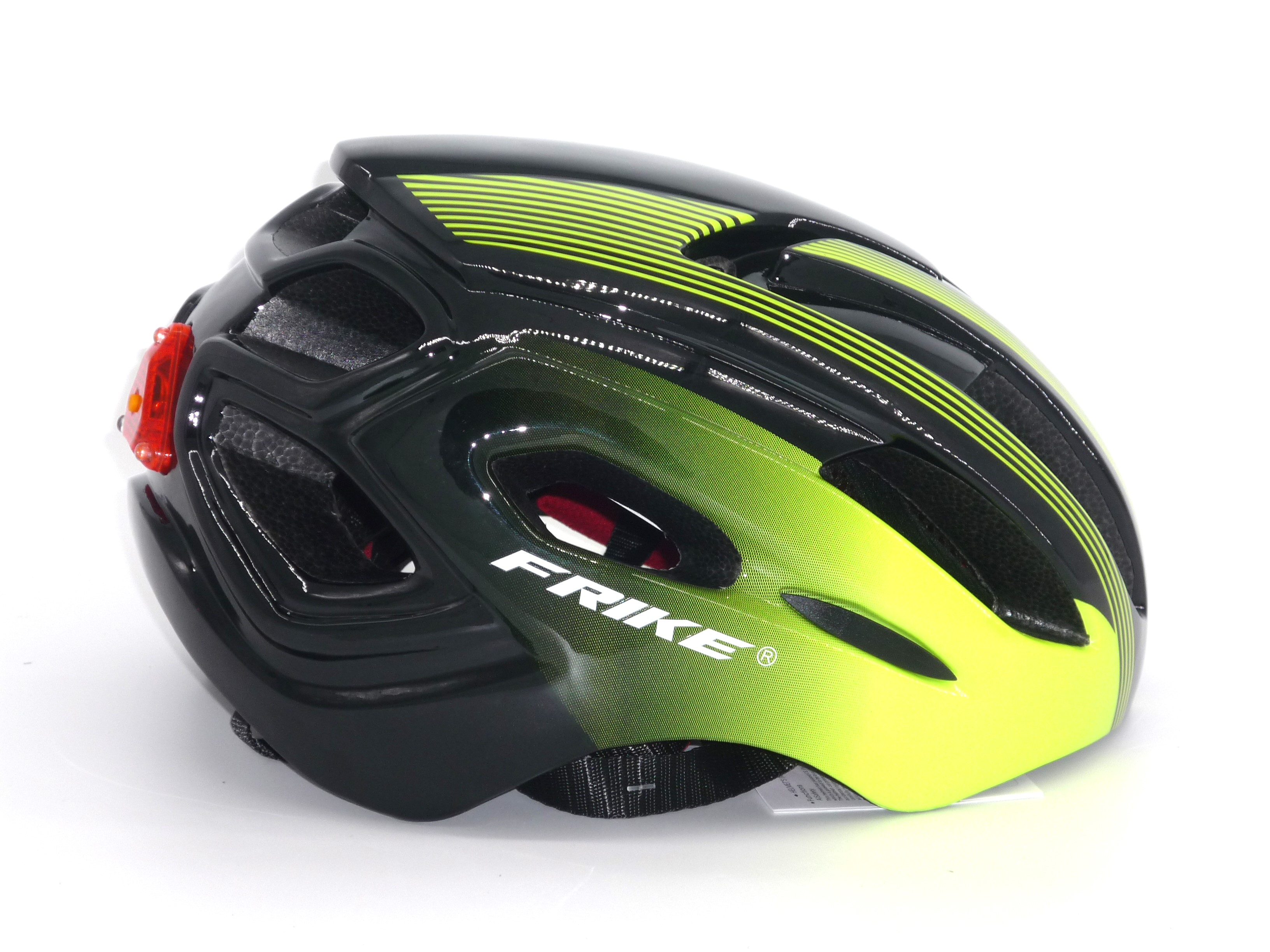 Cyklistická helma, Frike®, A5 LED, světle zelená černá, 2025 Velikost přilby: M/L (57 - 62 cm)