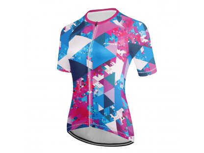 Dámský cyklistický dres, Frike®, B7, růžová modrá bílá, 2023