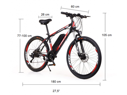 FRIKE, elektromos mountain bike, Basic, 18", 27,5", piros fekete, 2022