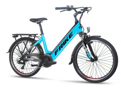 FRIKE, Elektryczny rower górski, Basic City, 26", niebiesko-czarny, 2024