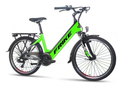 FRIKE, Elektryczny rower górski, Basic City, 26", zielono-czarny, 2024