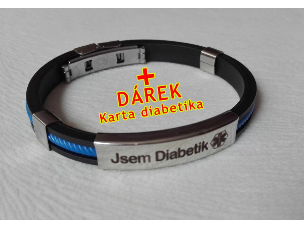Náramek - Jsem Diabetik průměr 6.5 cm - modrý 2