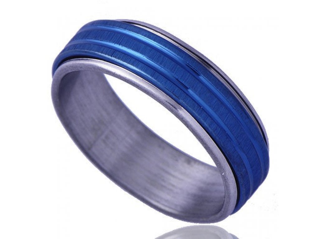 Prsten stříbrno - modrý