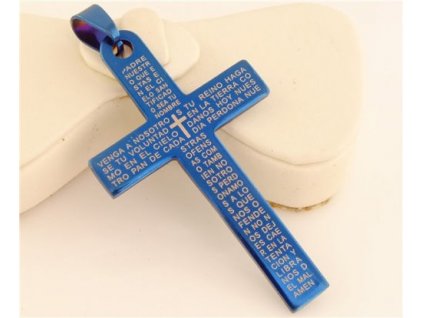 Křížek modrý s textem 2
