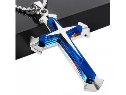 Křížek stříbrno-modré barvy 3