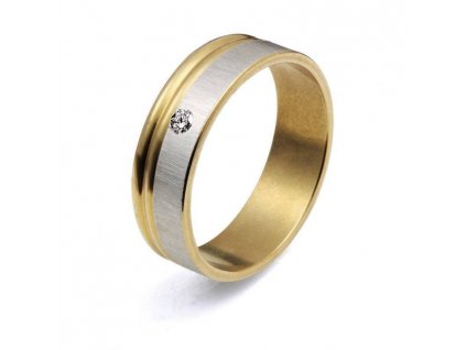 Prsten R-080-stříbrno - zlaté barvy s kamínkem