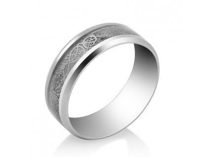 Prsten stříbré  barvy s ornamentem
