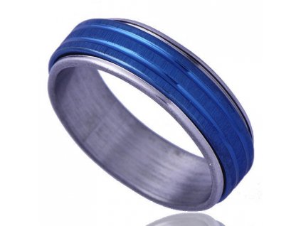 Prsten stříbrno - modrý