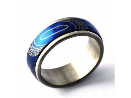 Prsten stříbrno - modrý s ornamentem