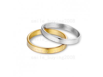 Prsten stříbrno - zlaté barvy - I love you
