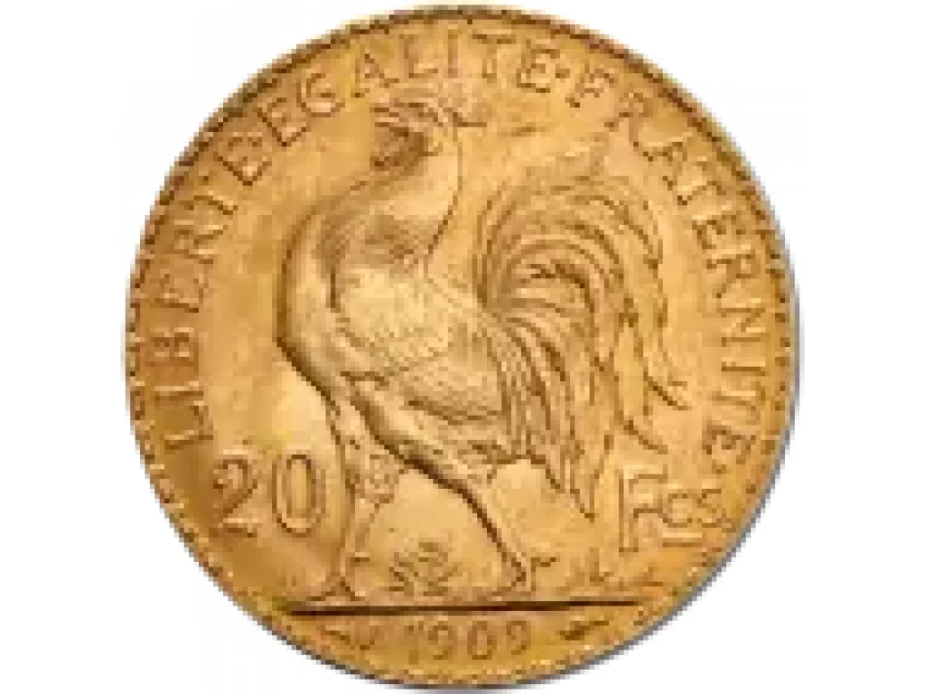 Investiční zlatá mince 20 Francouzských  franků Marianne Rooster  1899-19