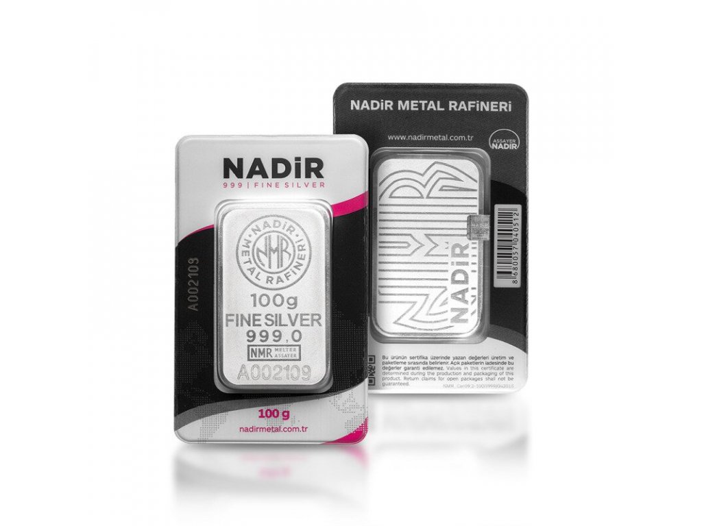 Stříbrný slitek 100 g Nadir Metal Rafineri