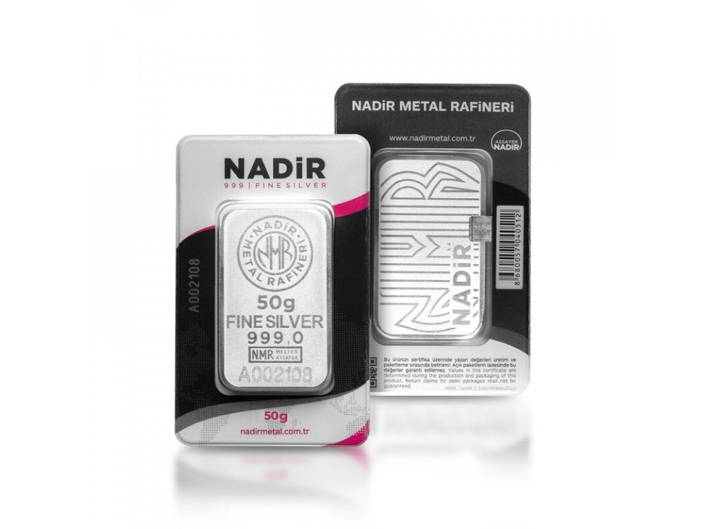 Stříbrný slitek 50 g Nadir Metal Rafineri