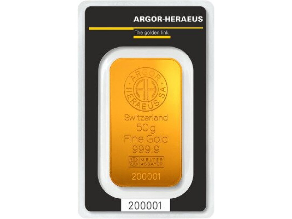 Argor -Heraeus zlatý slitek  50 g