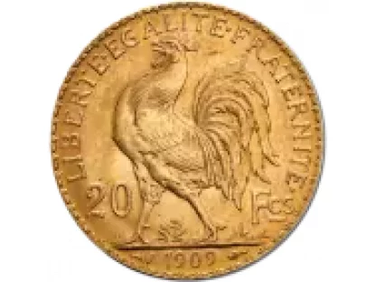 Investiční zlatá mince 20 Francouzských  franků Marianne Rooster  1899-19