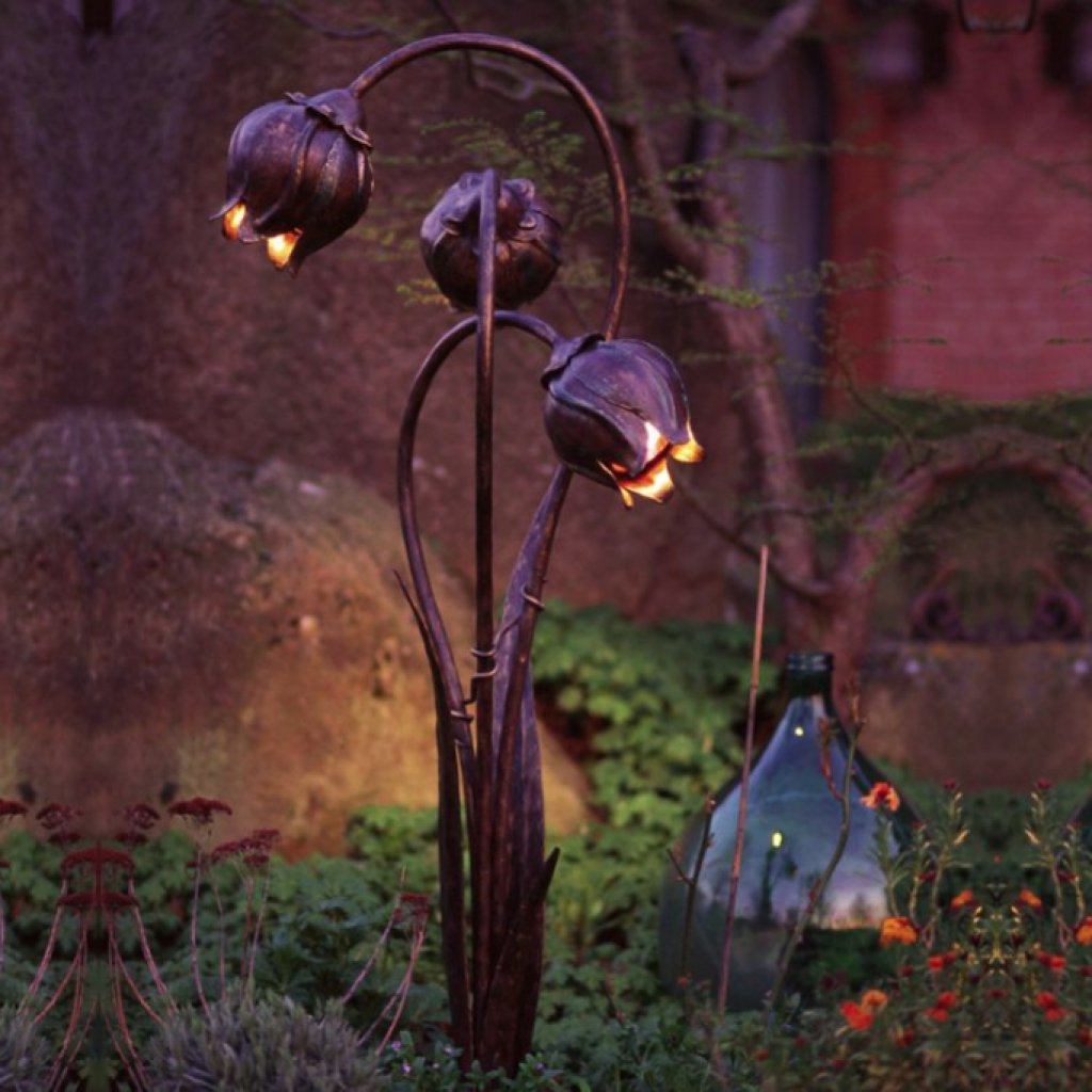 AL6573 Robers venkovní stojací lampa se třemi lucernami ve tvaru květů