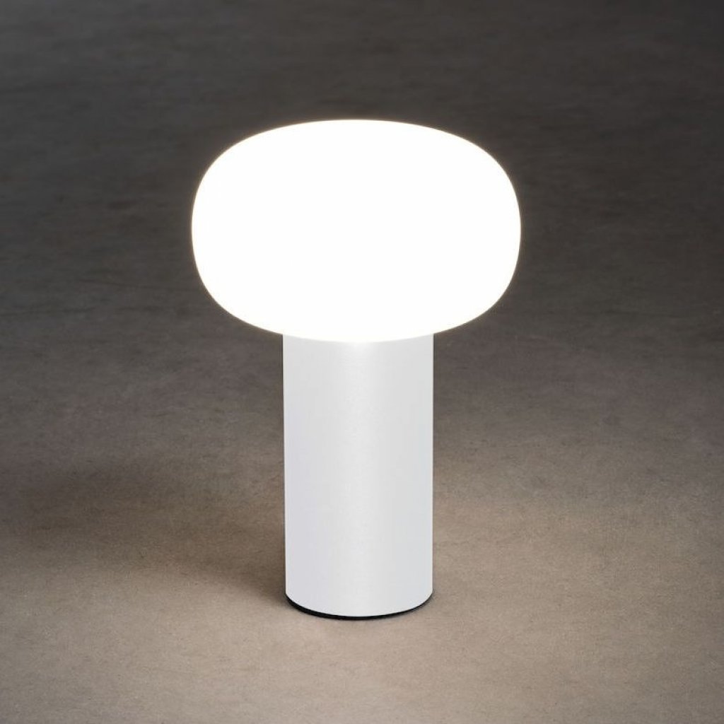 Bílá designová přenosná nabíjecí lampička Antibes, Konstsmide
