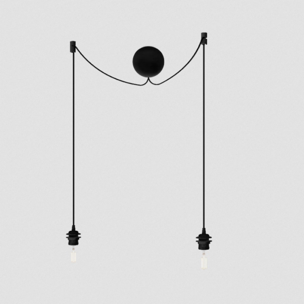 Cannonball cluster 2 černý držák s kulatou rozetou 12 cm, pro sestavení svítidla, 2x E27, Umage