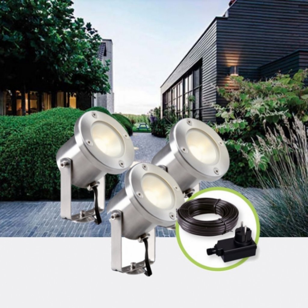 Catalpa SET 3x LED 3W 230lm, + trafo + kabel, set zahradních LED reflektorů, Garden Lights